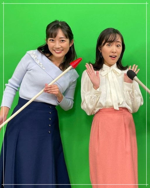 松本亜美アナと大谷萌恵アナのツーショットで身長を比較