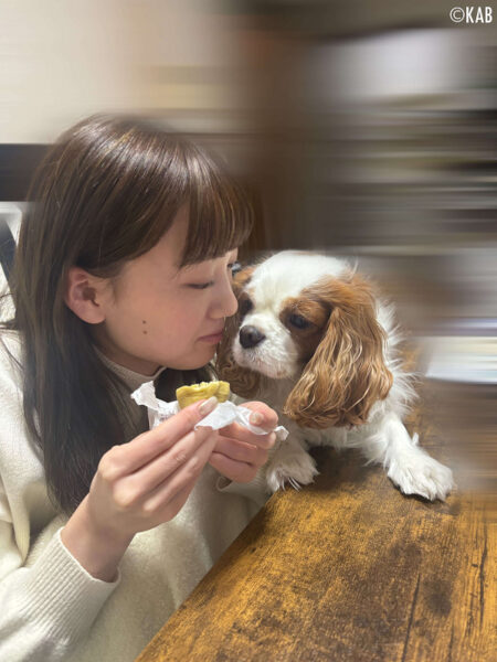 上月花梨アナ愛犬と。